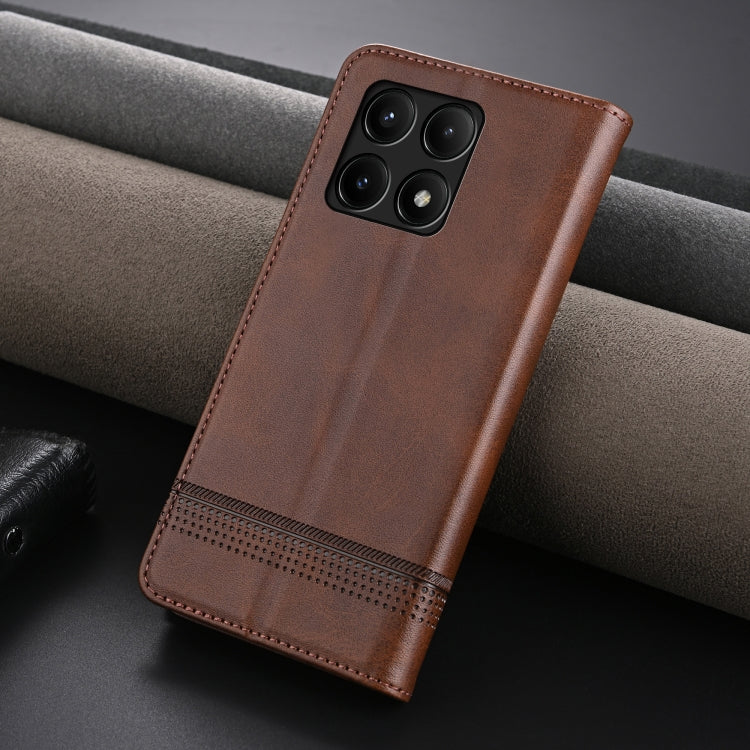 For Xiaomi Redmi K70/K70 Pro AZNS Magnetic Calf Texture Flip Leather Phone Case(Dark Brown) - K70 Pro Cases by AZNS | Online Shopping South Africa | PMC Jewellery | Buy Now Pay Later Mobicred