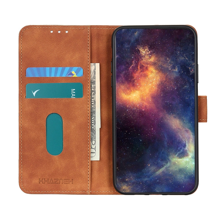 For iPhone 16e KHAZNEH Retro Texture Leather Phone Case(Brown) - iPhone 16e Cases by PMC TechLife | Online Shopping South Africa | PMC TechLife | Buy Now Pay Later Mobicred