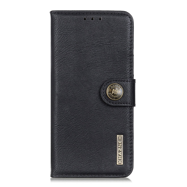 For iPhone 16e KHAZNEH Cowhide Texture Horizontal Flip Leather Phone Case(Black) - iPhone 16e Cases by PMC TechLife | Online Shopping South Africa | PMC TechLife | Buy Now Pay Later Mobicred