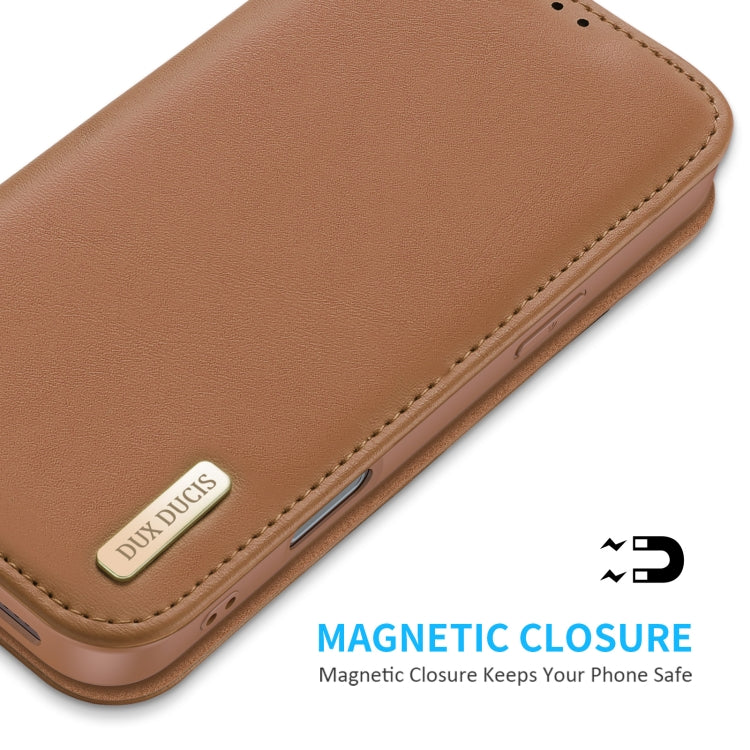 For iPhone 16 Pro Max DUX DUCIS Hivo Series Cowhide + PU + TPU Flip Phone Case(Brown) - iPhone 16 Pro Max Cases by DUX DUCIS | Online Shopping South Africa | PMC Jewellery | Buy Now Pay Later Mobicred