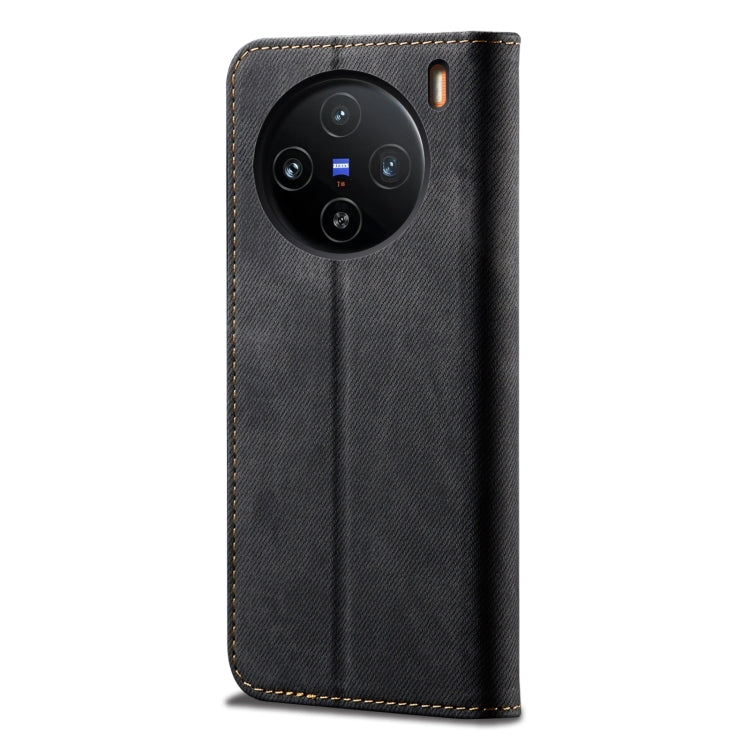 For vivo X100 Pro Denim Texture Flip Leather Phone Case(Black) - X100 Pro Cases by imak | Online Shopping South Africa | PMC Jewellery | Buy Now Pay Later Mobicred