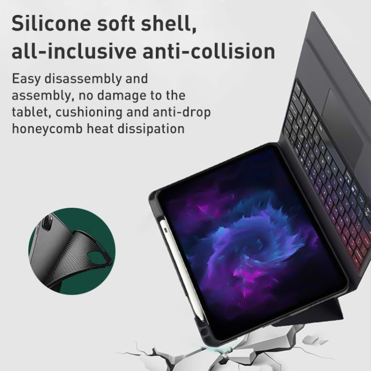 For iPad Air 2022 / 2020 Integrated Bluetooth Keyboard Leather Case with Backlight & Touchpad(Black) - For iPad Air by PMC TechLife | Online Shopping South Africa | PMC TechLife | Buy Now Pay Later Mobicred