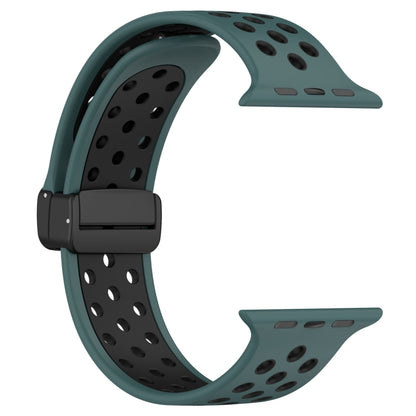 For Apple Watch SE 2023 40mm Magnetic Buckle Silicone Watch Band(Olive Black) - Watch Bands by PMC Jewellery | Online Shopping South Africa | PMC Jewellery