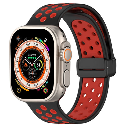 For Apple Watch Ultra 2 49mm Magnetic Buckle Silicone Watch Band(Black Red) - Watch Bands by PMC Jewellery | Online Shopping South Africa | PMC Jewellery