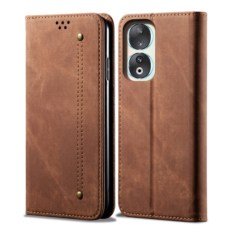 For Honor 90 Denim Texture Flip Leather Phone Case(Brown) - Honor Cases by PMC TechLife | Online Shopping South Africa | PMC TechLife | Buy Now Pay Later Mobicred