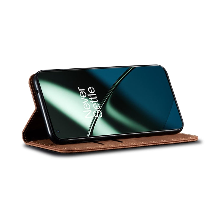 For Honor 90 Denim Texture Flip Leather Phone Case(Brown) - Honor Cases by PMC TechLife | Online Shopping South Africa | PMC TechLife | Buy Now Pay Later Mobicred