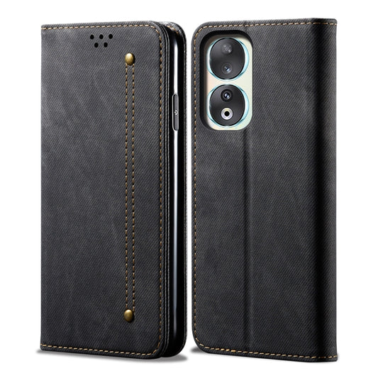 For Honor 90 Pro Denim Texture Flip Leather Phone Case(Black) - Honor Cases by PMC Jewellery | Online Shopping South Africa | PMC Jewellery | Buy Now Pay Later Mobicred