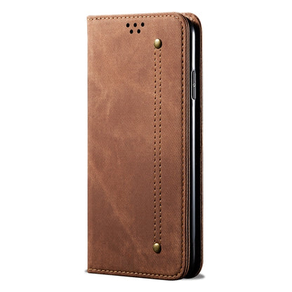 For Honor 100 Denim Texture Flip Leather Phone Case(Brown) - Honor Cases by PMC Jewellery | Online Shopping South Africa | PMC Jewellery | Buy Now Pay Later Mobicred