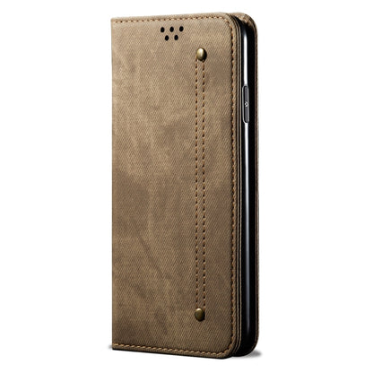 For Honor 90 GT Denim Texture Flip Leather Phone Case(Khaki) - Honor Cases by PMC Jewellery | Online Shopping South Africa | PMC Jewellery | Buy Now Pay Later Mobicred