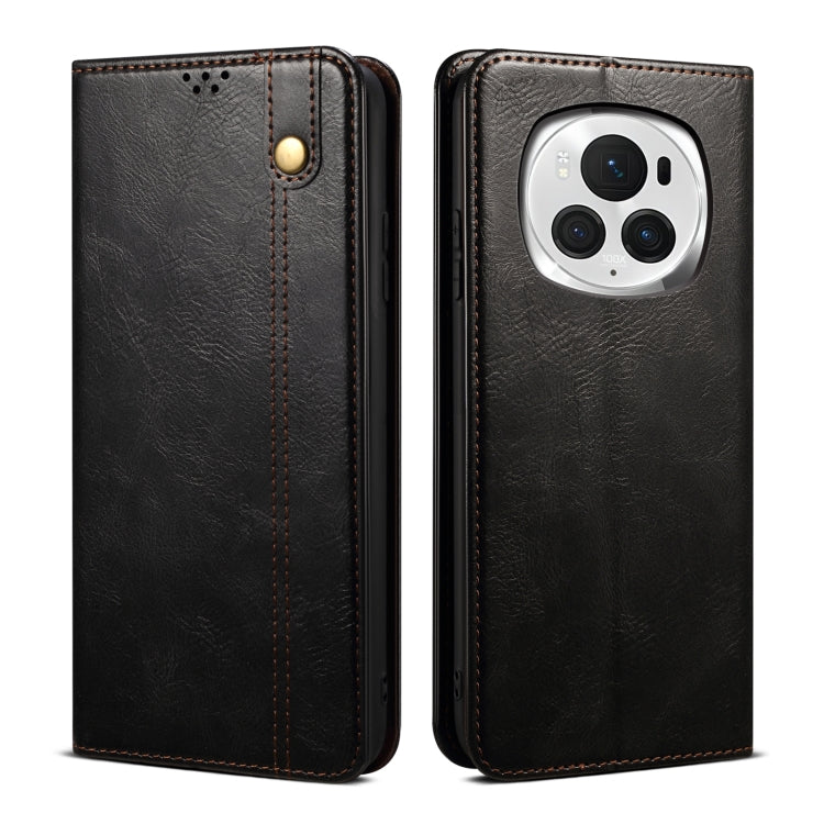 For Honor Magic6 Pro Oil Wax Crazy Horse Texture Leather Phone Case(Black) - Honor Cases by PMC Jewellery | Online Shopping South Africa | PMC Jewellery | Buy Now Pay Later Mobicred