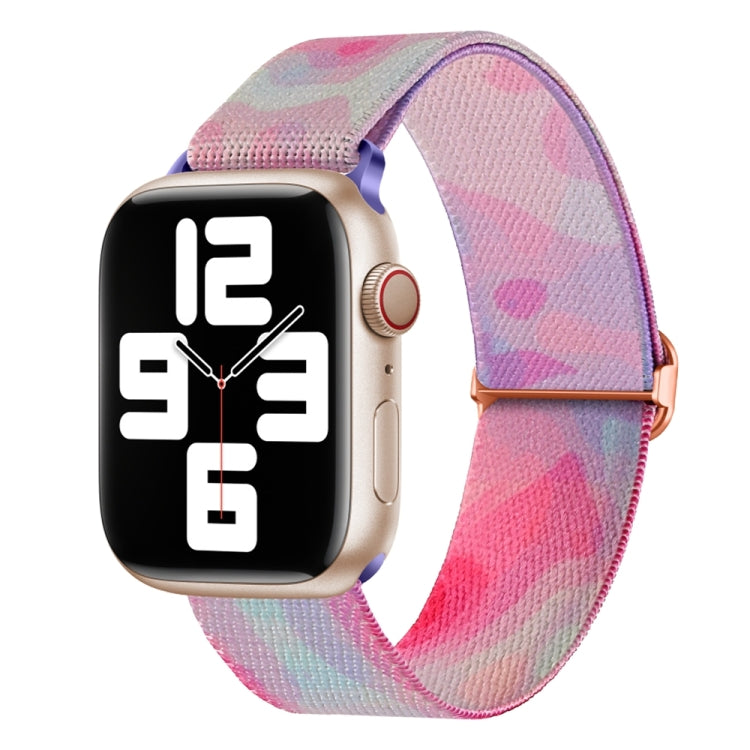 For Apple Watch 7 45mm Painted Pattern Nylon Replacement Watch Band(Ladder Purple Blue) - Watch Bands by PMc TechLife | Online Shopping South Africa | PMc TechLife | Buy Now Pay Later Mobicred