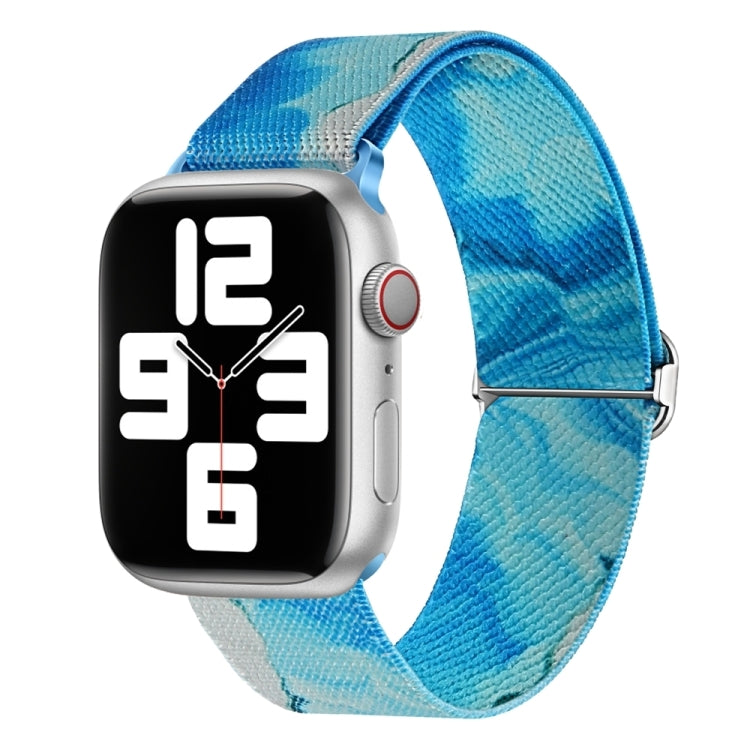 For Apple Watch SE 2023 44mm Painted Pattern Nylon Replacement Watch Band(Ocean Blue) - Watch Bands by PMc TechLife | Online Shopping South Africa | PMc TechLife | Buy Now Pay Later Mobicred
