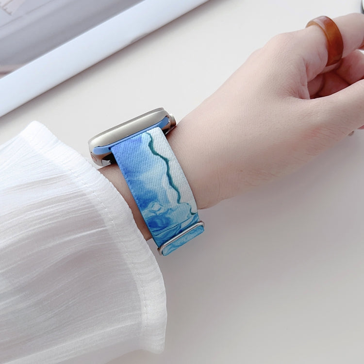 For Apple Watch 8 45mm  Painted Pattern Nylon Replacement Watch Band(Ocean Blue) - Watch Bands by PMc TechLife | Online Shopping South Africa | PMc TechLife | Buy Now Pay Later Mobicred