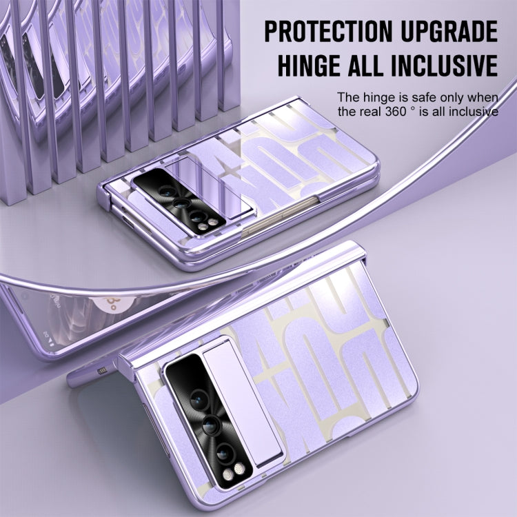 For Google Pixel Fold Integrated Electroplating Folding Phone Case with Hinge(Purple) - Google Cases by PMC TechLife | Online Shopping South Africa | PMC TechLife | Buy Now Pay Later Mobicred