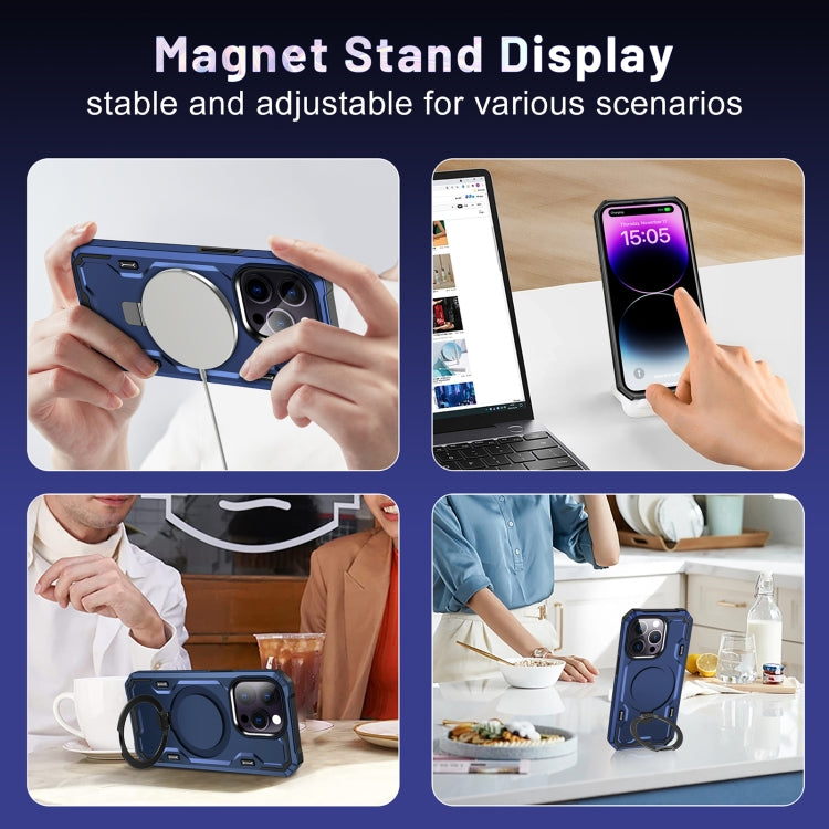 For iPhone 13 Pro Max Patronus MagSafe Magnetic Holder Phone Case(Navy Blue) - iPhone 13 Pro Max Cases by PMC TechLife | Online Shopping South Africa | PMC TechLife