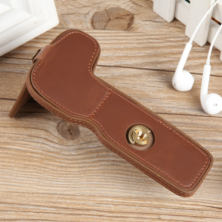 For Canon EOS R8 1/4 inch Thread PU Leather Camera Half Case Base(Coffee) - Half Case by PMC TechLife | Online Shopping South Africa | PMC TechLife | Buy Now Pay Later Mobicred