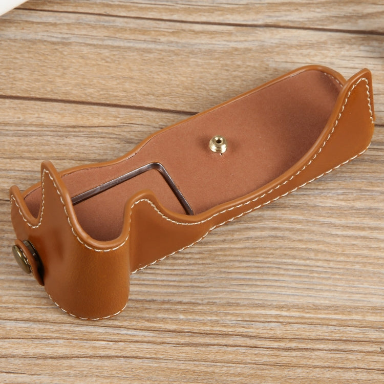 For Canon EOS R50 1/4 inch Thread PU Leather Camera Half Case Base(Brown) - Half Case by PMC TechLife | Online Shopping South Africa | PMC TechLife | Buy Now Pay Later Mobicred