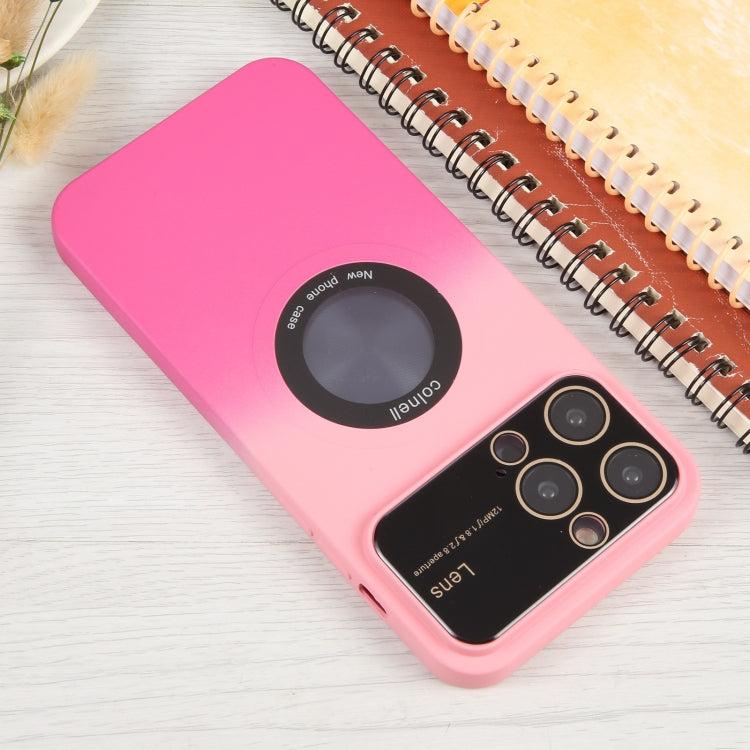 For iPhone 14 Pro Gradient Silicone Shockproof Magsafe Phone Case with Lens Film(Pink Rose) - iPhone 14 Pro Cases by PMC Jewellery | Online Shopping South Africa | PMC Jewellery