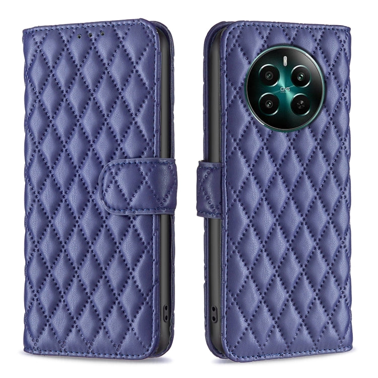 For Realme 12+ 5G Diamond Lattice Wallet Flip Leather Phone Case(Blue) - Realme Cases by PMC Jewellery | Online Shopping South Africa | PMC Jewellery | Buy Now Pay Later Mobicred