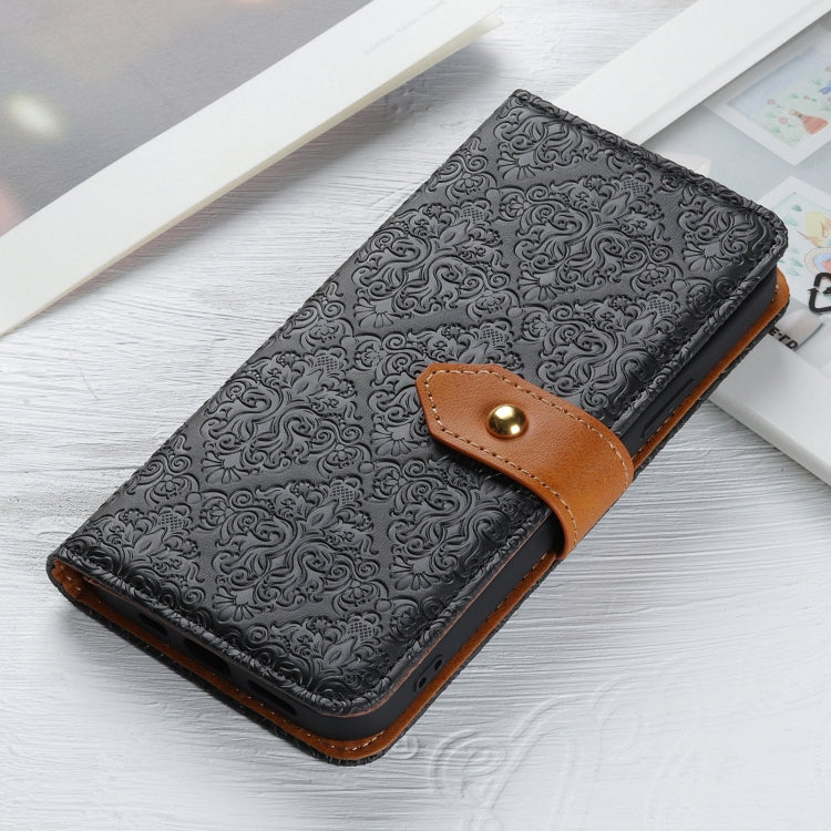 For OnePlus Nord CE4 5G / K12 5G European Floral Embossed Flip Leather Phone Case(Black) - OnePlus Cases by PMC Jewellery | Online Shopping South Africa | PMC Jewellery | Buy Now Pay Later Mobicred