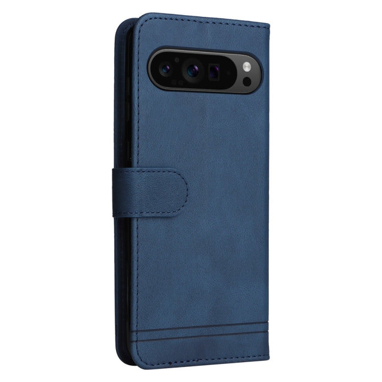 For Google Pixel 9 Pro Skin Feel Life Tree Metal Button Leather Phone Case(Blue) - Google Cases by PMC Jewellery | Online Shopping South Africa | PMC Jewellery | Buy Now Pay Later Mobicred