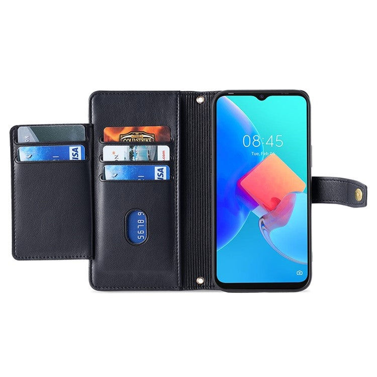 For Realme 12 5G Sheep Texture Cross-body Zipper Wallet Leather Phone Case(Black) - Realme Cases by PMC TechLife | Online Shopping South Africa | PMC TechLife | Buy Now Pay Later Mobicred