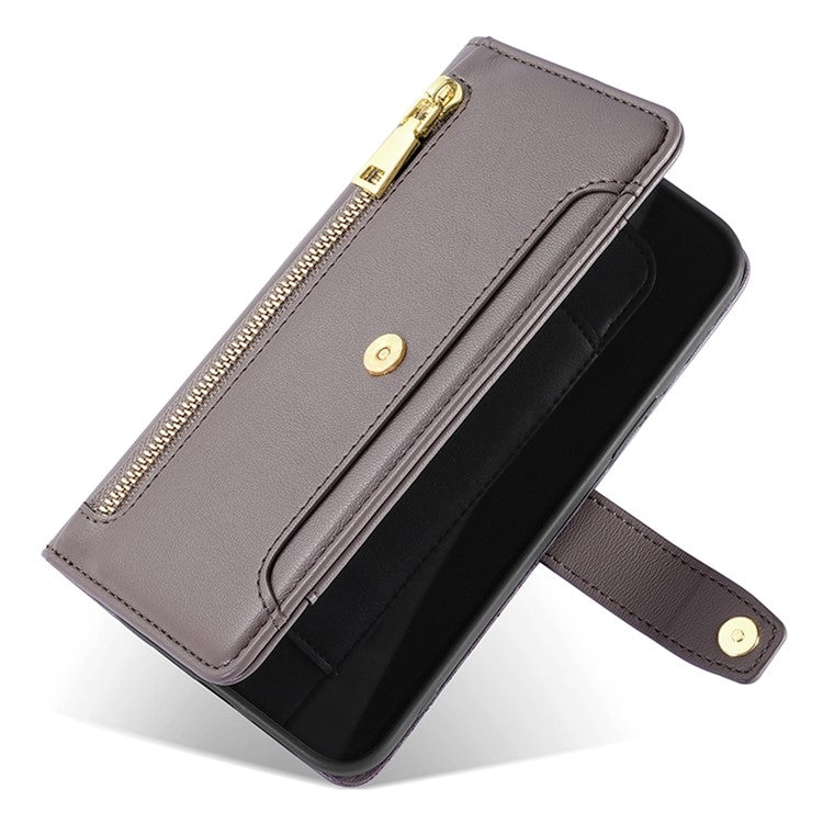 For Tecno Camon 30 Pro 5G Sheep Texture Cross-body Zipper Wallet Leather Phone Case(Grey) - Tecno Cases by PMC TechLife | Online Shopping South Africa | PMC TechLife | Buy Now Pay Later Mobicred