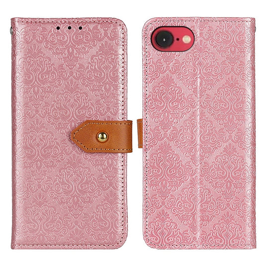 For iPhone 16e European Floral Embossed Leather Phone Case(Pink) - iPhone 16e Cases by PMC Jewellery | Online Shopping South Africa | PMC Jewellery | Buy Now Pay Later Mobicred