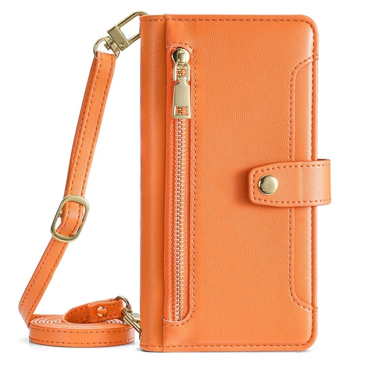 For Sharp Aquos R9 Sheep Texture Cross-body Zipper Wallet Leather Phone Case(Orange) - More Brand by PMC TechLife | Online Shopping South Africa | PMC TechLife | Buy Now Pay Later Mobicred