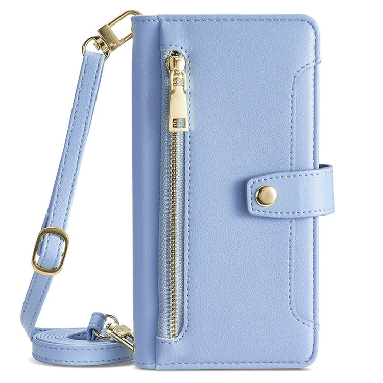 For Sharp Aquos Wish4 Sheep Texture Cross-body Zipper Wallet Leather Phone Case(Blue) - free shipping - PMC TechLife - Order now!