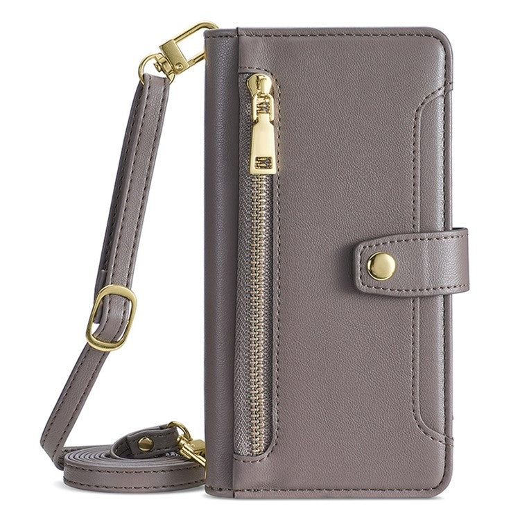 For Sharp Aquos Wish4 Sheep Texture Cross-body Zipper Wallet Leather Phone Case(Grey) - free shipping - PMC TechLife - Order now!