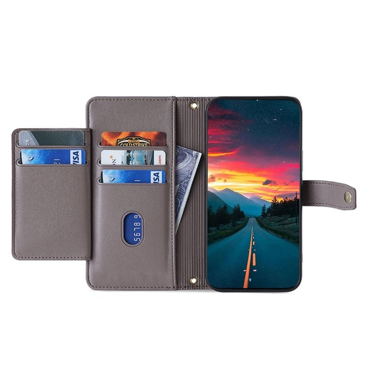 For Sharp Aquos Wish4 Sheep Texture Cross-body Zipper Wallet Leather Phone Case(Grey) - free shipping - PMC TechLife - Order now!