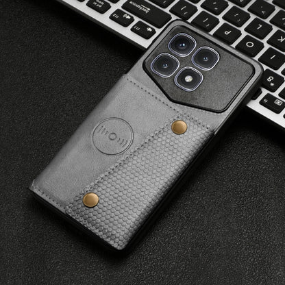 For Xiaomi Redmi K70 Ultra Double Buckle Card Slots Magnetic Phone Case(Grey) - Xiaomi Cases by PMC Jewellery | Online Shopping South Africa | PMC Jewellery | Buy Now Pay Later Mobicred