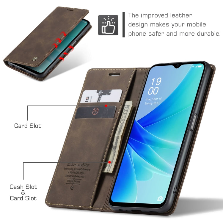 For OPPO A57 4G Global/A57S 4G Global/A77 4G Global CaseMe 013 Multifunctional Horizontal Flip Leather Phone Case(Coffee) - OPPO Cases by CaseMe | Online Shopping South Africa | PMC Jewellery | Buy Now Pay Later Mobicred