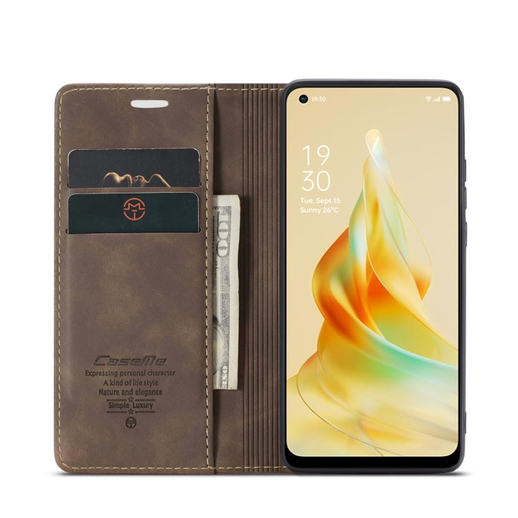 For OPPO Reno8 T 4G CaseMe 013 Multifunctional Horizontal Flip Leather Phone Case(Coffee) - OPPO Cases by CaseMe | Online Shopping South Africa | PMC Jewellery | Buy Now Pay Later Mobicred