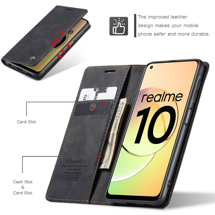 For Realme 10 4G CaseMe 013 Multifunctional Horizontal Flip Leather Phone Case(Black) - Realme Cases by CaseMe | Online Shopping South Africa | PMC Jewellery | Buy Now Pay Later Mobicred