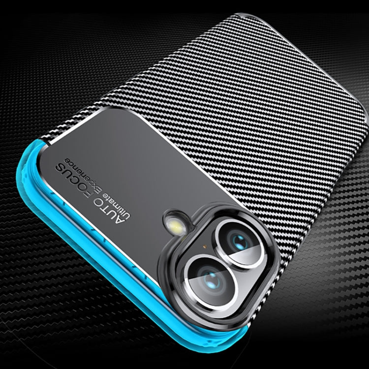 For iPhone 16 Plus Carbon Fiber Texture Shockproof TPU Phone Case(Black) - iPhone 16 Plus Cases by PMC TechLife | Online Shopping South Africa | PMC TechLife | Buy Now Pay Later Mobicred