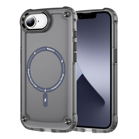 For iPhone 16e Skin Feel TPU + PC MagSafe Magnetic Phone Case(Transparent Black) - iPhone 16e Cases by PMC Jewellery | Online Shopping South Africa | PMC Jewellery | Buy Now Pay Later Mobicred