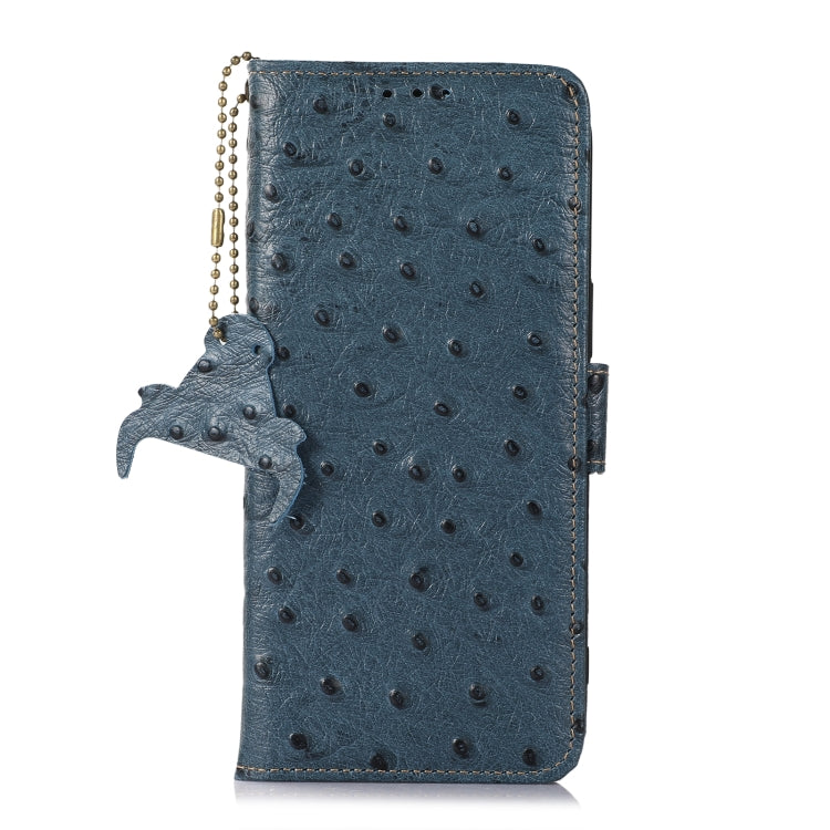 For OnePlus 12 Ostrich Pattern Genuine Leather RFID Phone Case(Blue) - OnePlus Cases by PMC TechLife | Online Shopping South Africa | PMC TechLife | Buy Now Pay Later Mobicred