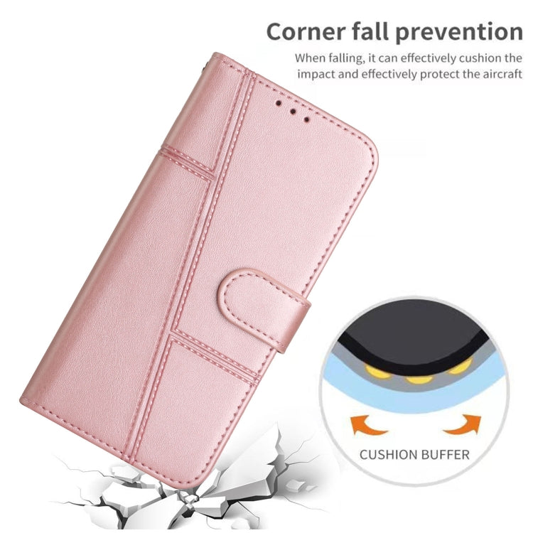 For Xiaomi Redmi Note 13 4G Global Stitching Calf Texture Buckle Leather Phone Case(Rose Gold) - Note 13 Cases by PMC Jewellery | Online Shopping South Africa | PMC Jewellery | Buy Now Pay Later Mobicred