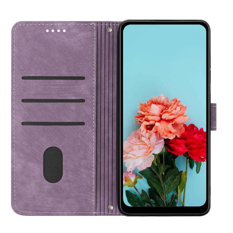 For Xiaomi Redmi K70 / K70 Pro Skin Feel Stripe Pattern Leather Phone Case with Long Lanyard(Purple) - K70 Pro Cases by PMC Jewellery | Online Shopping South Africa | PMC Jewellery | Buy Now Pay Later Mobicred