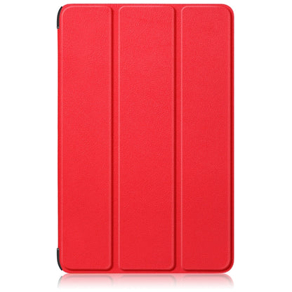 For Samsung Galaxy Tab S9+ Custer Pure Color 3-Fold Holder Smart Leather Tablet Case(Red) - Galaxy Tab S9+ Cases by PMC Jewellery | Online Shopping South Africa | PMC Jewellery | Buy Now Pay Later Mobicred