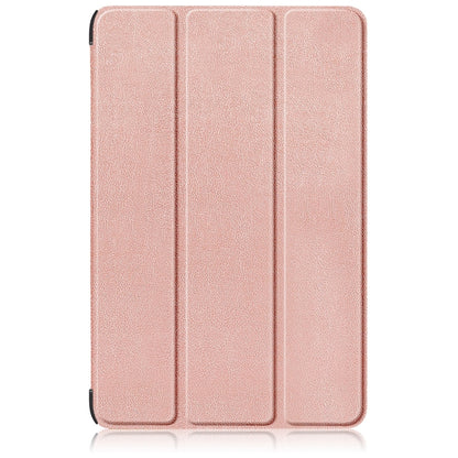 For Samsung Galaxy Tab S9+ Custer Pure Color 3-Fold Holder Smart Leather Tablet Case(Rose Gold) - Galaxy Tab S9+ Cases by PMC Jewellery | Online Shopping South Africa | PMC Jewellery | Buy Now Pay Later Mobicred