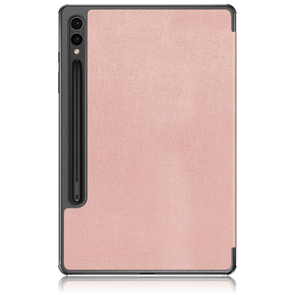 For Samsung Galaxy Tab S9+ Custer Pure Color 3-Fold Holder Smart Leather Tablet Case(Rose Gold) - Galaxy Tab S9+ Cases by PMC Jewellery | Online Shopping South Africa | PMC Jewellery | Buy Now Pay Later Mobicred