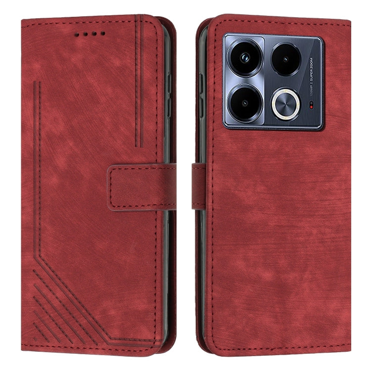 For Infinix Note 40 4G Skin Feel Stripe Pattern Leather Phone Case with Lanyard(Red) - Infinix Cases by PMC Jewellery | Online Shopping South Africa | PMC Jewellery | Buy Now Pay Later Mobicred