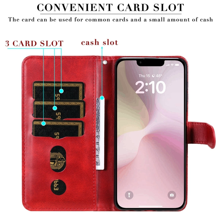 For iPhone 16e Fashion Calf Texture Zipper Leather Phone Case(Red) - iPhone 16e Cases by PMC TechLife | Online Shopping South Africa | PMC TechLife | Buy Now Pay Later Mobicred