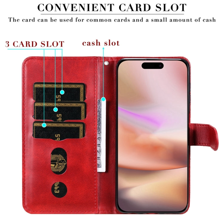 For iPhone 16 Plus Fashion Calf Texture Zipper Leather Phone Case(Red) - free shipping - PMC TechLife - Order now!