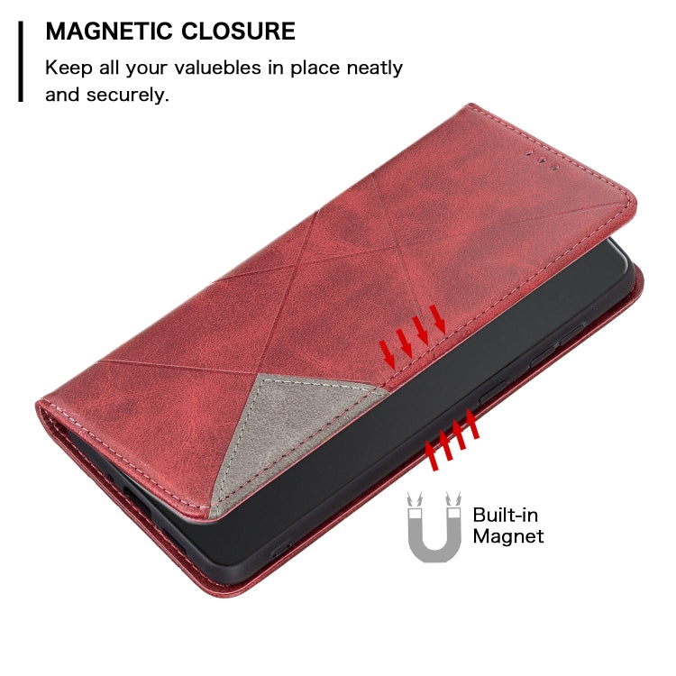 For iPhone 16 Rhombus Texture Magnetic Leather Phone Case(Red) - iPhone 16 Cases by PMC TechLife | Online Shopping South Africa | PMC TechLife | Buy Now Pay Later Mobicred