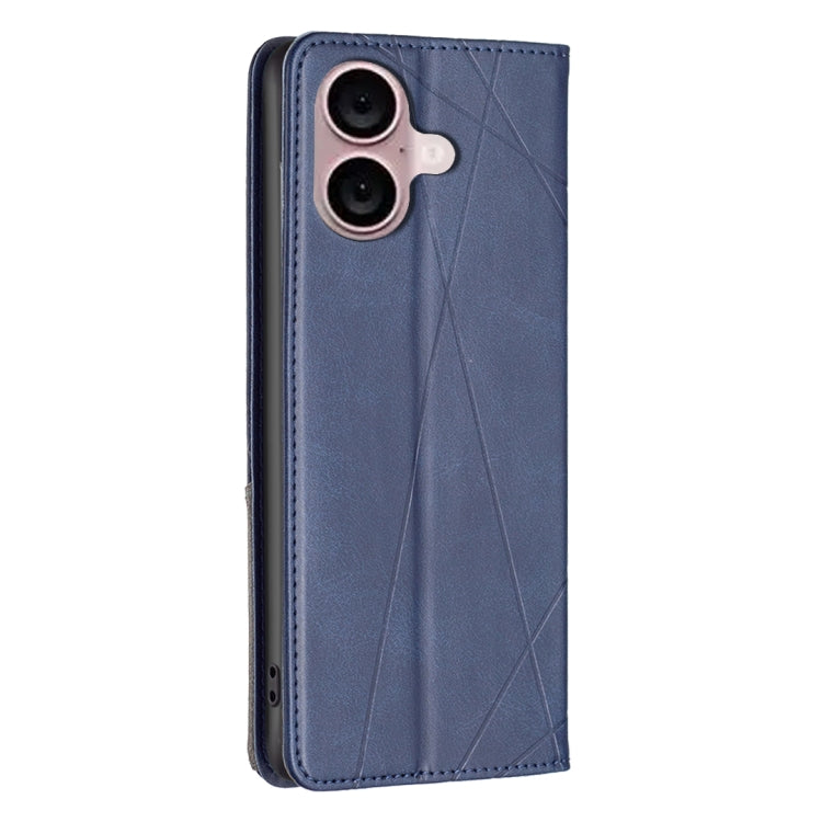 For iPhone 16 Rhombus Texture Magnetic Leather Phone Case(Blue) - iPhone 16 Cases by PMC Jewellery | Online Shopping South Africa | PMC Jewellery | Buy Now Pay Later Mobicred