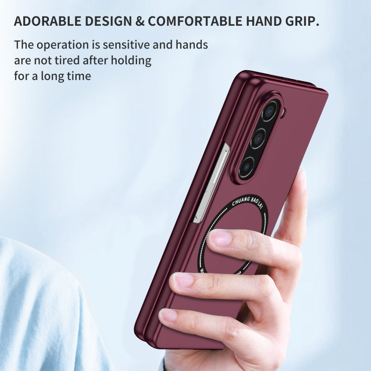 For Samsung Galaxy Z Fold5 Magsafe Magnetic Folding PC Phone Case(Wine Red) - Galaxy Z Fold5 Cases by PMC Jewellery | Online Shopping South Africa | PMC Jewellery